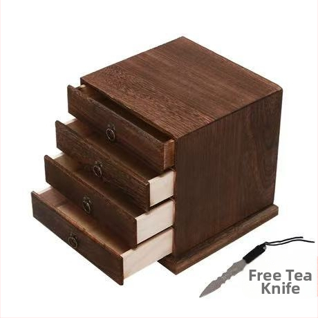 Ξύλινο κουτί τσαγιού με συρταρωτό, πολυεπίπεδο δίσκο τσαγιού, χωρητικότητα 18 L, μοντέλο 121, σετ 12 τεμαχίων
