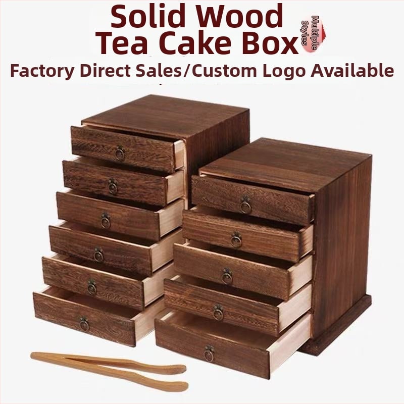 Ξύλινο κουτί τσαγιού με συρταρωτό, πολυεπίπεδο δίσκο τσαγιού, χωρητικότητα 18 L, μοντέλο 121, σετ 12 τεμαχίων