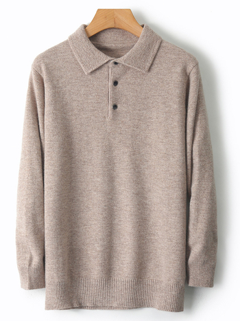 Ανδρικό πουλόβερ μαλλιού με πόλο γιακά, φαρδιά γραμμή, μακριά μανίκια, 100% μαλλί, χειμωνιάτικο επαγγελματικό ένδυμα