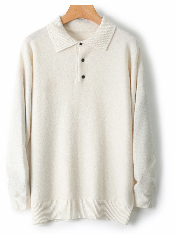 Ανδρικό πουλόβερ μαλλιού με πόλο γιακά, φαρδιά γραμμή, μακριά μανίκια, 100% μαλλί, χειμωνιάτικο επαγγελματικό ένδυμα