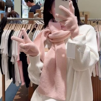 Комплект ръкавици и шал, памучна тъкан с права тъкан, зимна топлина, съдържание на памук 31–50%