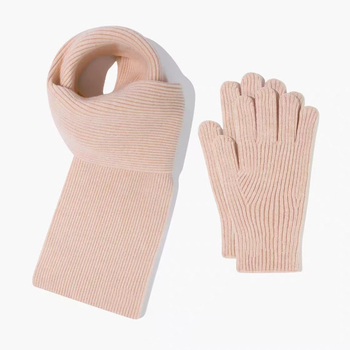 Комплект ръкавици и шал, памучна тъкан с права тъкан, зимна топлина, съдържание на памук 31–50%