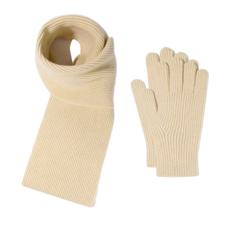 Комплект ръкавици и шал, памучна тъкан с права тъкан, зимна топлина, съдържание на памук 31–50%