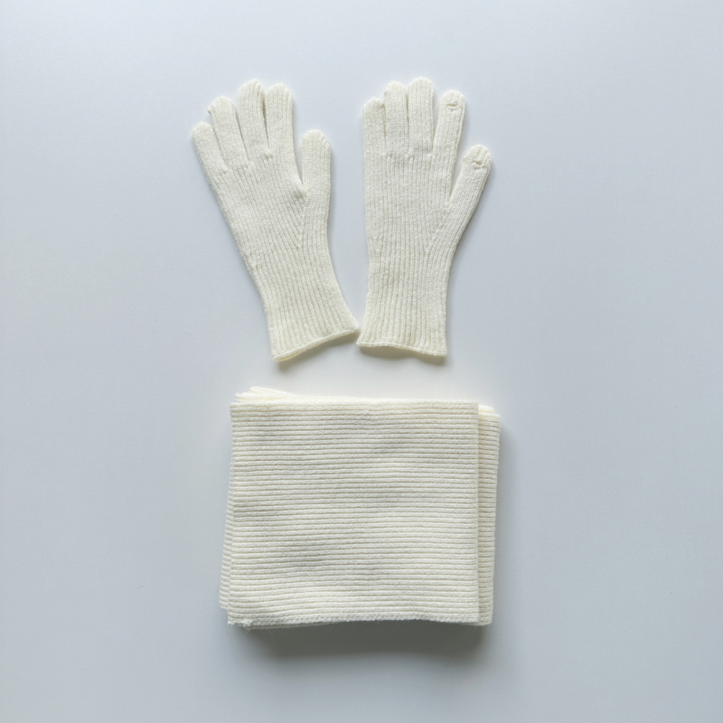 Комплект ръкавици и шал, памучна тъкан с права тъкан, зимна топлина, съдържание на памук 31–50%