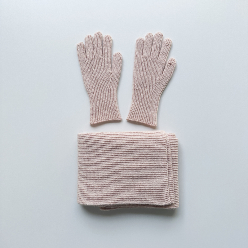 Комплект ръкавици и шал, памучна тъкан с права тъкан, зимна топлина, съдържание на памук 31–50%