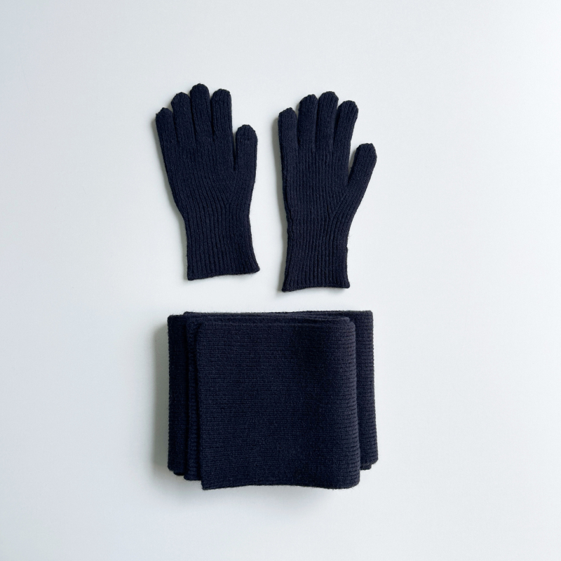 Комплект ръкавици и шал, памучна тъкан с права тъкан, зимна топлина, съдържание на памук 31–50%