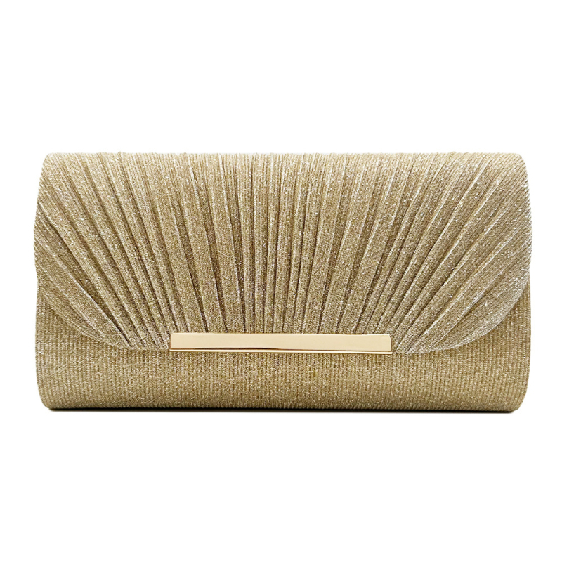 Clutch de seară pentru femei, margine metalică, model scoică, formă pătrată mică, material Jinsha