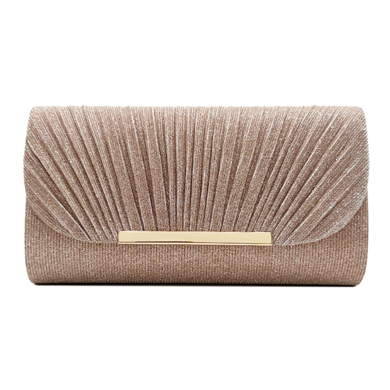 Clutch de seară pentru femei, margine metalică, model scoică, formă pătrată mică, material Jinsha