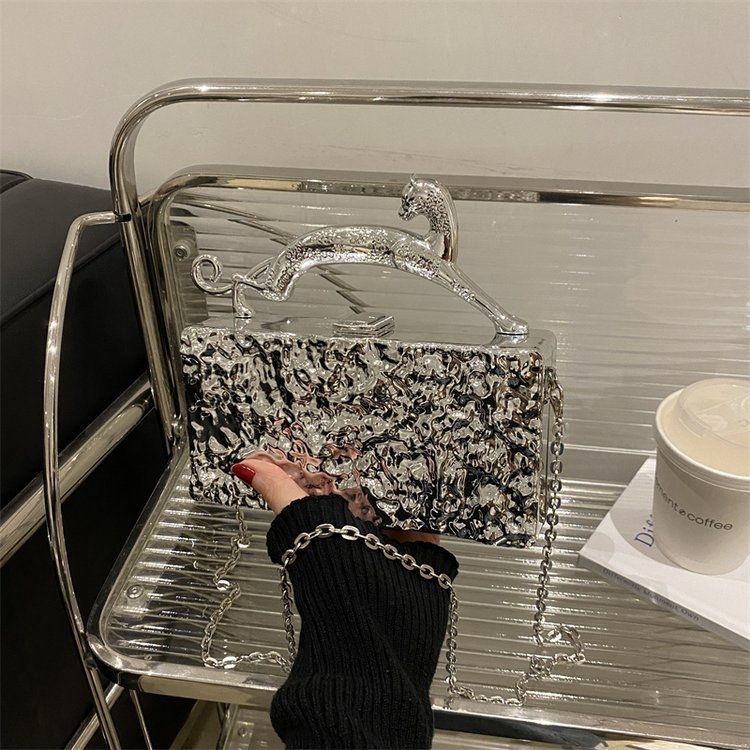 Geantă acrilică, formă orizontal pătrată, închidere cu șnur, buzunare interioare pentru telefon și ID