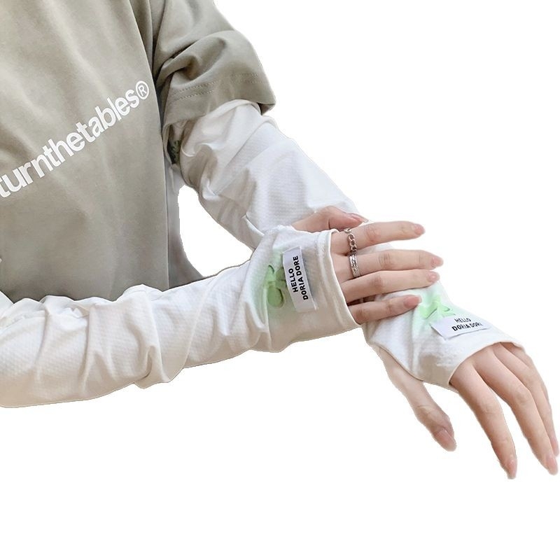 Ice Silk UV ръкави с панделка – дамски летни ръкави за езда, ултратънка UV защита, повече от 96% съдържание на основния плат, полиестерни влакна, произход Jinhua, лято 2025
