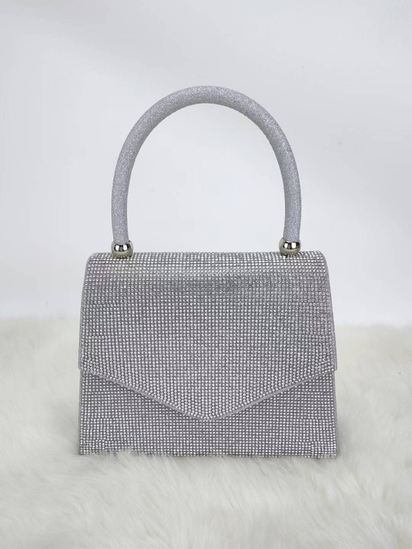 Geantă de seară pentru femei din PU, formă pătrată orizontală, închidere magnetică, buzunar interior pentru telefon, căptușeală poliester