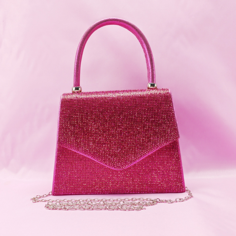 Geantă de seară pentru femei din PU, formă pătrată orizontală, închidere magnetică, buzunar interior pentru telefon, căptușeală poliester