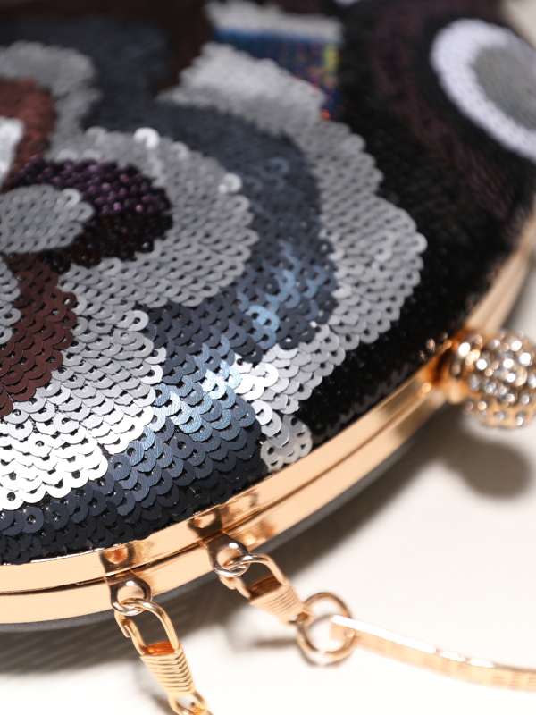 Večernja clutch torba s izvezenim štrasom, PVC, kutijast oblik, ovalna, zaključavanje, čvrsto kućište