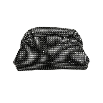 Geantă clutch cu strasuri, formă orizontală pătrată, închidere cu lacăt, căptușeală poliester, stil proaspăt și dulce.