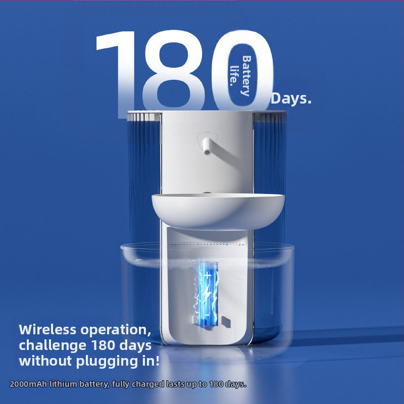 Fântână de băut înclinată pentru animale de companie, pentru pisici și câini, apă curgătoare, fără curent, dozator automat, detașabil