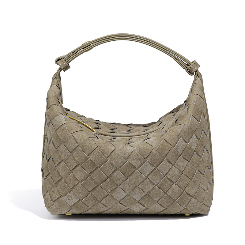 Nišna suede ručno pletena torbica za pazuh, elegantna mala tote torba za ručak