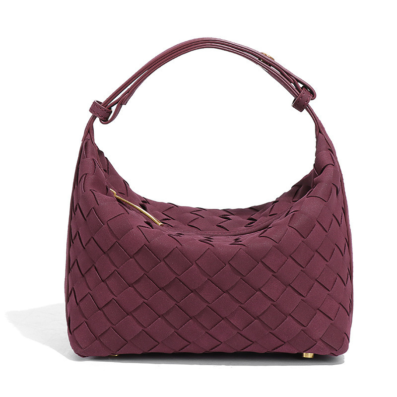 Nišna suede ručno pletena torbica za pazuh, elegantna mala tote torba za ručak