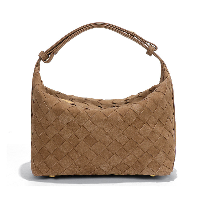 Nišna suede ručno pletena torbica za pazuh, elegantna mala tote torba za ručak