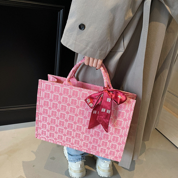 Vjenčana tote torba, gradski stil, platno, horizontalni kvadratni oblik, zatvarač, poliester podstava