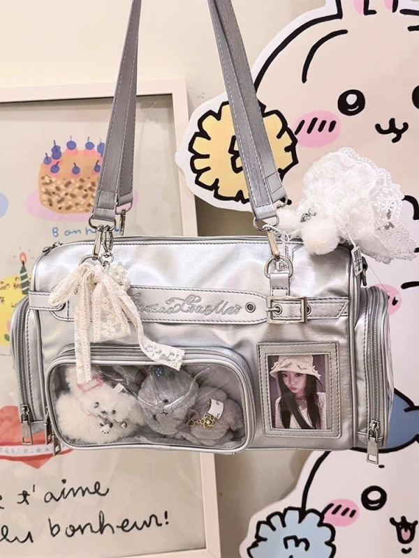 PU prozirna Boston torbica s skrivenim džepom na zip, ulični stil
