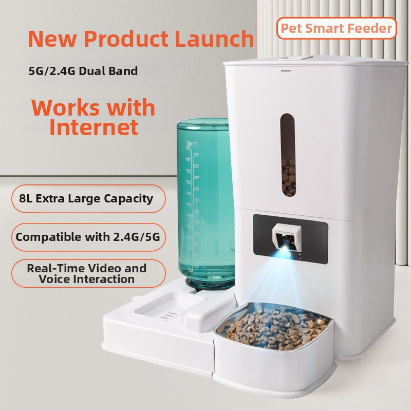 Chytrá automatická krmítka pre domáce zvieratá, model Wsq01; ovládanie cez aplikáciu na diaľku; časované a dávkované kŕmenie; odnímateľný dizajn; vhodné pre mačky a psy