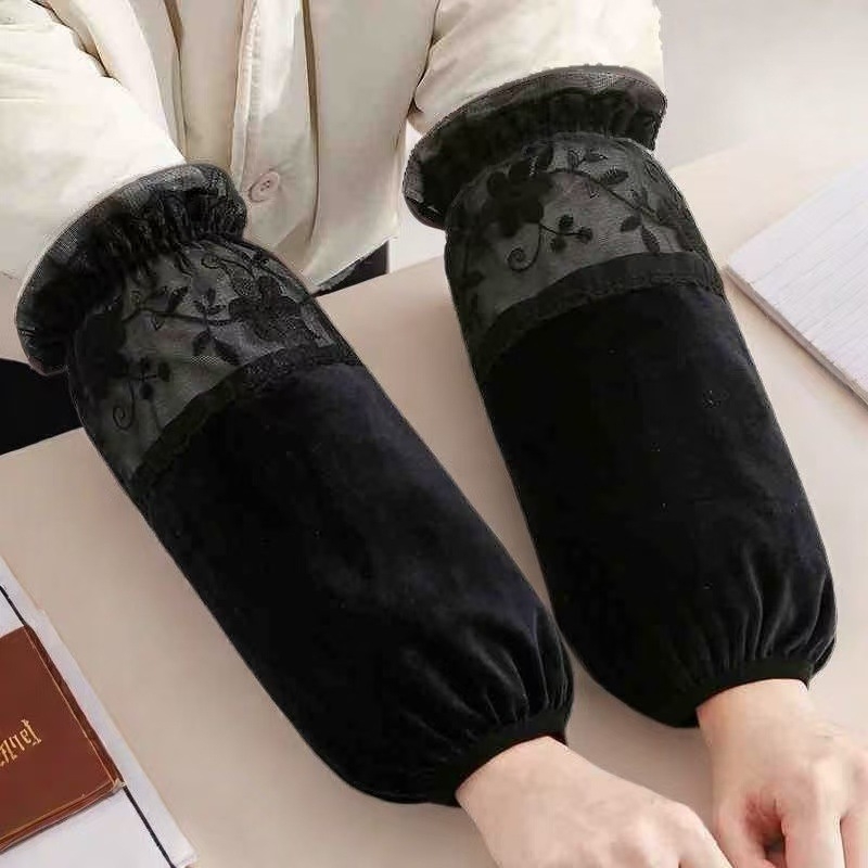 Dugi rukavi otporni na prljavštinu za žene s čipkom i izvezenim detaljima, korejski stil, za zimu, proljeće i jesen