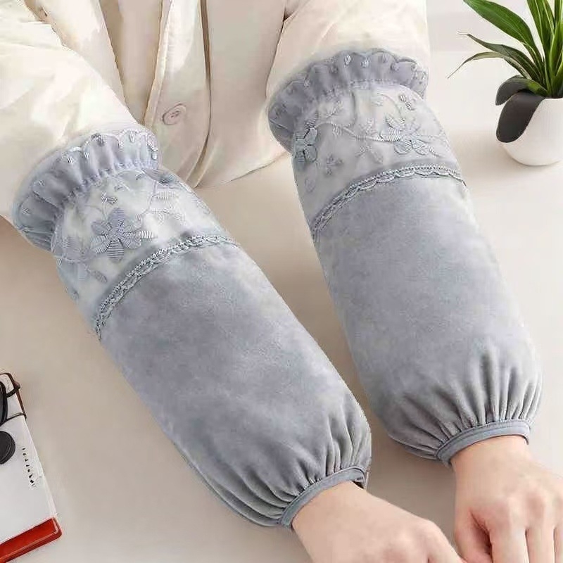 Dugi rukavi otporni na prljavštinu za žene s čipkom i izvezenim detaljima, korejski stil, za zimu, proljeće i jesen