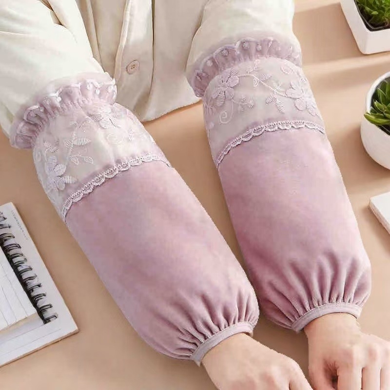Dugi rukavi otporni na prljavštinu za žene s čipkom i izvezenim detaljima, korejski stil, za zimu, proljeće i jesen