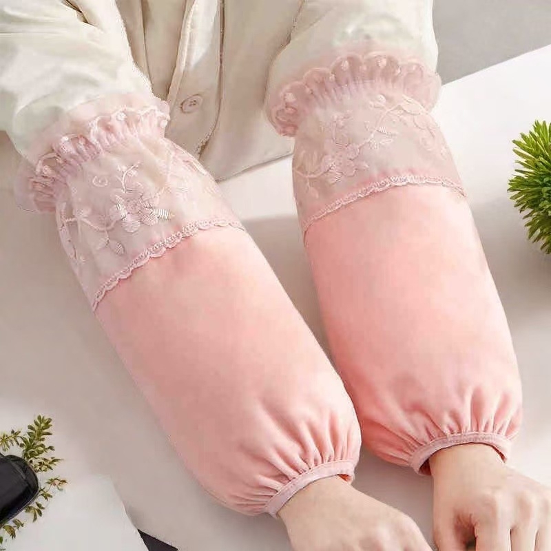 Dugi rukavi otporni na prljavštinu za žene s čipkom i izvezenim detaljima, korejski stil, za zimu, proljeće i jesen