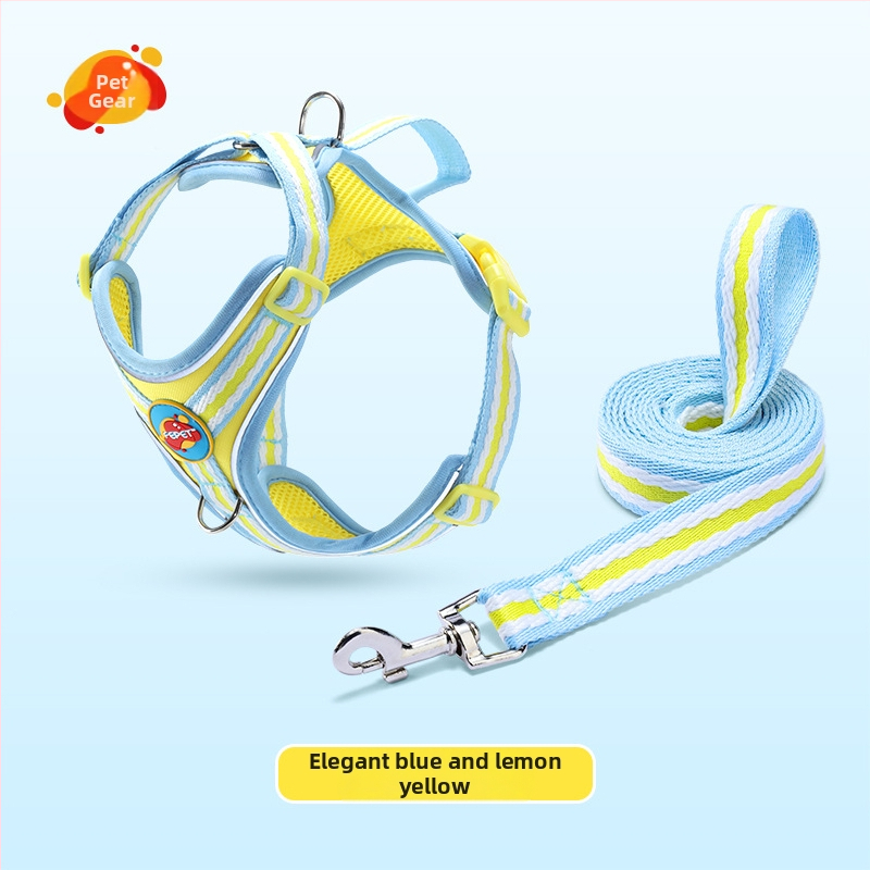 Гръден жилет с презрамка за кучета, светлоотразителен и дишащ нейлон, за малки и средни породи, с подвижна каишка