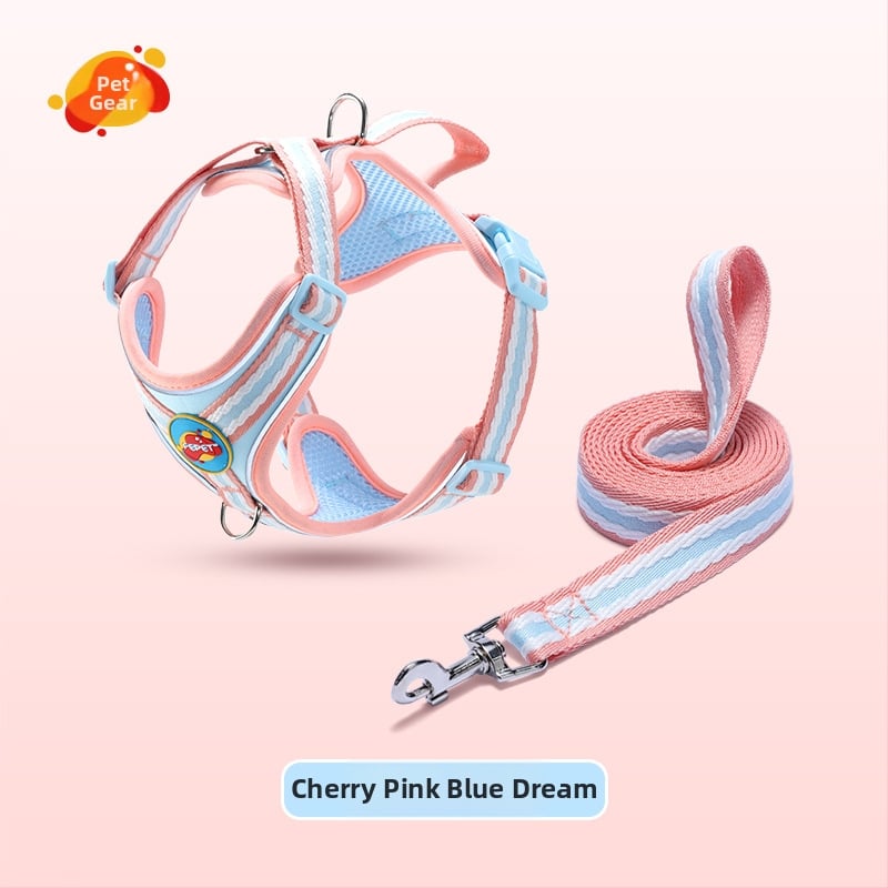 Гръден жилет с презрамка за кучета, светлоотразителен и дишащ нейлон, за малки и средни породи, с подвижна каишка