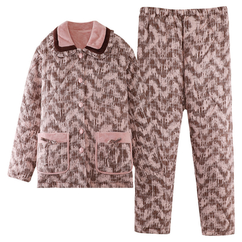 Γυναικείος χειμερινός σετ οικιακής χρήσης: βελουτέ ύφασμα με τριπλό quilt, ζακέτα με γιακά πέτο, μακρυμάνικες μπλούζες και παντελόνια, εξαιρετικά χοντρό για ζεστασιά στο σπίτι και έξω