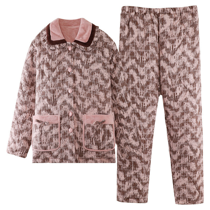 Γυναικείος χειμερινός σετ οικιακής χρήσης: βελουτέ ύφασμα με τριπλό quilt, ζακέτα με γιακά πέτο, μακρυμάνικες μπλούζες και παντελόνια, εξαιρετικά χοντρό για ζεστασιά στο σπίτι και έξω