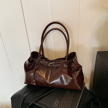 Дамска Tote чанта PU, хоризонтално правоъгълна форма, магнитно закопчаване, джоб за телефон, полиестерна подплата, двойна презрамка, зима 2025