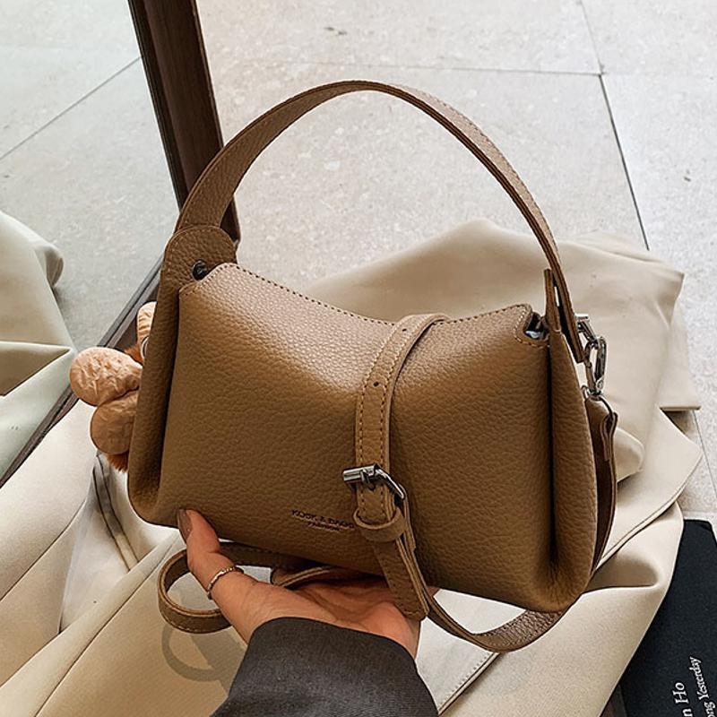 Ženska Pillow bag torba, gradski minimalizam, PU materijal, horizontalni kvadratni oblik, zatvarač na zip, poliester podstava