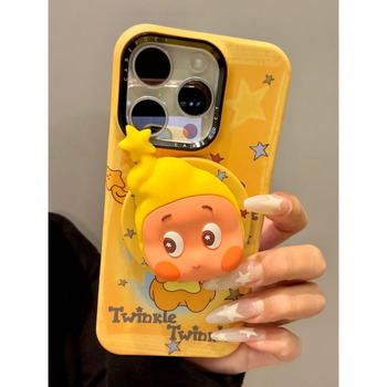 Защитен калъф за Apple iPhone 16 Pro Max и iPhone 15 – карикатурна въртяща се звезда с голяма глава, магнитно задържане, възможност за персонализация