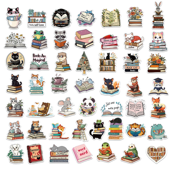 Σετ αυτοκόλλητων με ζωάκια καρτούν, 50 αδιάβροχα αυτοκόλλητα για βιβλία, κινητά τηλέφωνα, tablets και ημερολόγια — γλυκό στυλ, εκτύπωση