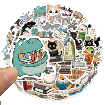 Σετ αυτοκόλλητων με ζωάκια καρτούν, 50 αδιάβροχα αυτοκόλλητα για βιβλία, κινητά τηλέφωνα, tablets και ημερολόγια — γλυκό στυλ, εκτύπωση