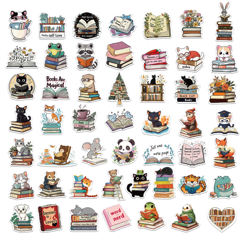 Σετ αυτοκόλλητων με ζωάκια καρτούν, 50 αδιάβροχα αυτοκόλλητα για βιβλία, κινητά τηλέφωνα, tablets και ημερολόγια — γλυκό στυλ, εκτύπωση