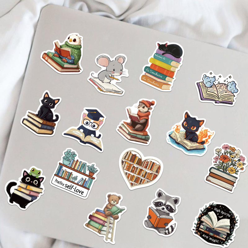 Σετ αυτοκόλλητων με ζωάκια καρτούν, 50 αδιάβροχα αυτοκόλλητα για βιβλία, κινητά τηλέφωνα, tablets και ημερολόγια — γλυκό στυλ, εκτύπωση