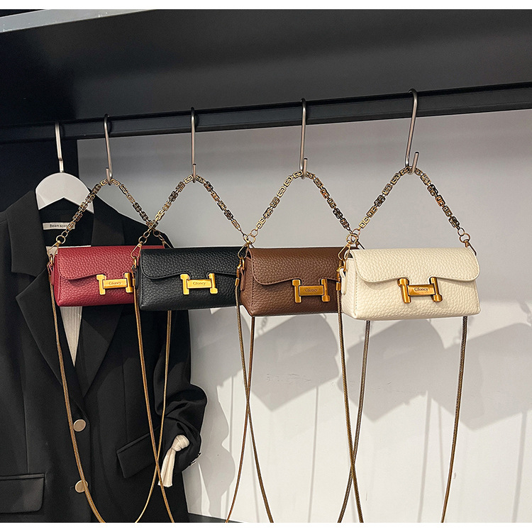 Crossbody torba s lancem, korejskog stila, PU materijal, horizontalan kvadratni oblik, zatvoren otvor, poliester podstava, jedna naramenica, jesen 2025