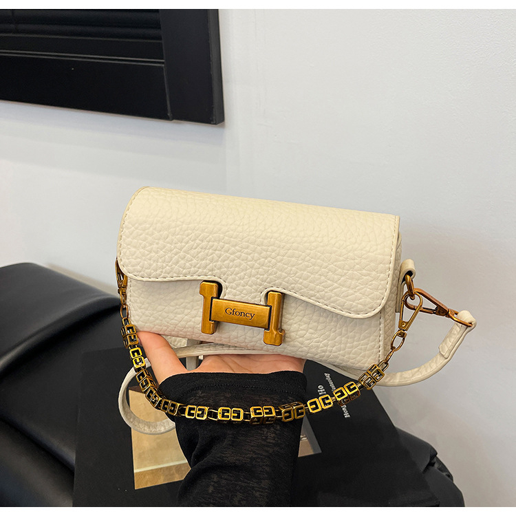 Crossbody torba s lancem, korejskog stila, PU materijal, horizontalan kvadratni oblik, zatvoren otvor, poliester podstava, jedna naramenica, jesen 2025