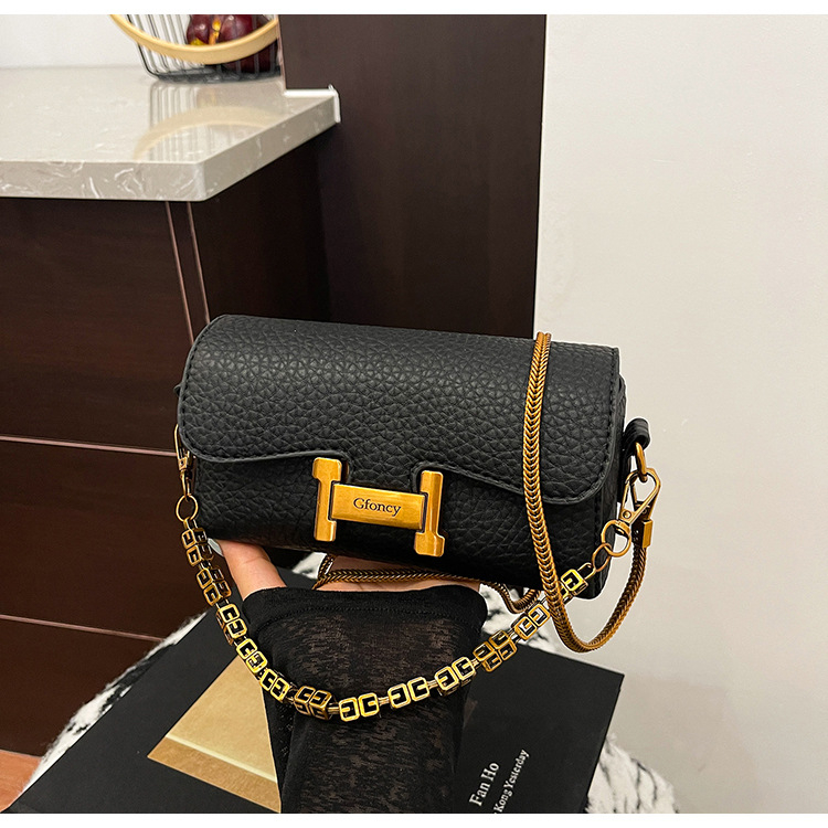 Crossbody torba s lancem, korejskog stila, PU materijal, horizontalan kvadratni oblik, zatvoren otvor, poliester podstava, jedna naramenica, jesen 2025