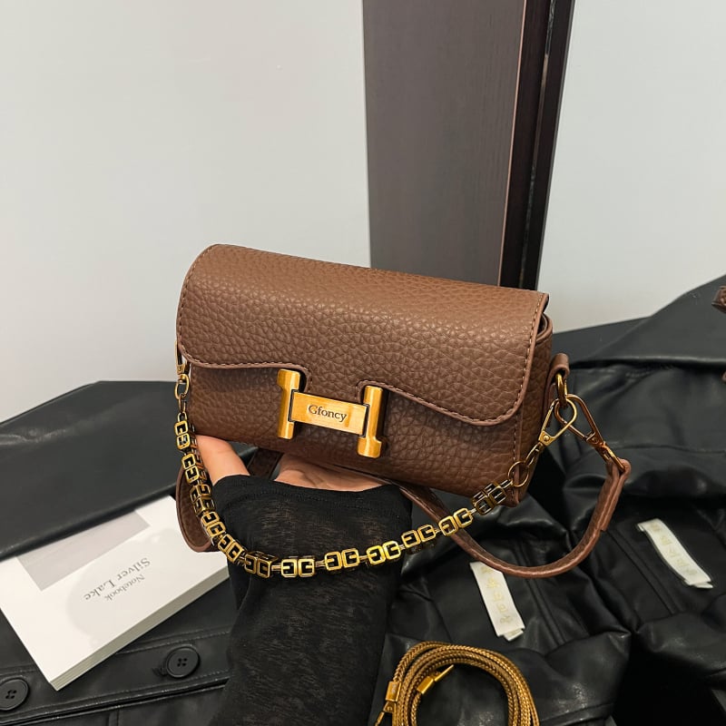 Crossbody torba s lancem, korejskog stila, PU materijal, horizontalan kvadratni oblik, zatvoren otvor, poliester podstava, jedna naramenica, jesen 2025