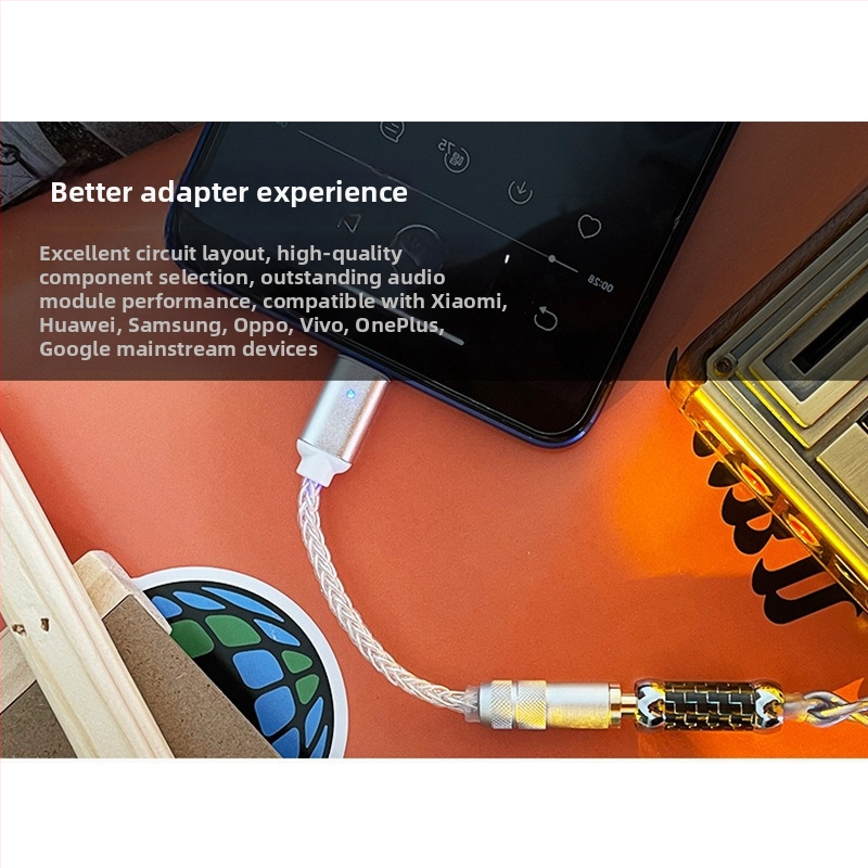 USB-C DAC за слушалки с усилвател CS46L41 — адаптер кабел за мобилни телефони и аудио устройства