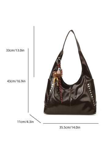 Дамска PU Tote чанта Ruizilanni - хоризонтална квадратна форма, цип за затваряне, подплата полиестер-памук, материал PU, есен 2025 издание