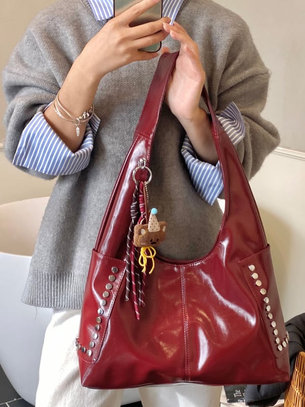 Дамска PU Tote чанта Ruizilanni - хоризонтална квадратна форма, цип за затваряне, подплата полиестер-памук, материал PU, есен 2025 издание