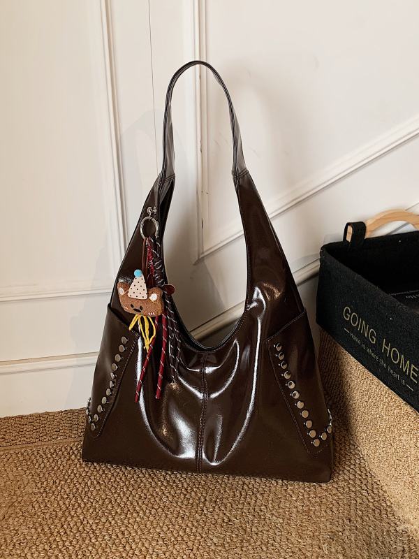 Дамска PU Tote чанта Ruizilanni - хоризонтална квадратна форма, цип за затваряне, подплата полиестер-памук, материал PU, есен 2025 издание