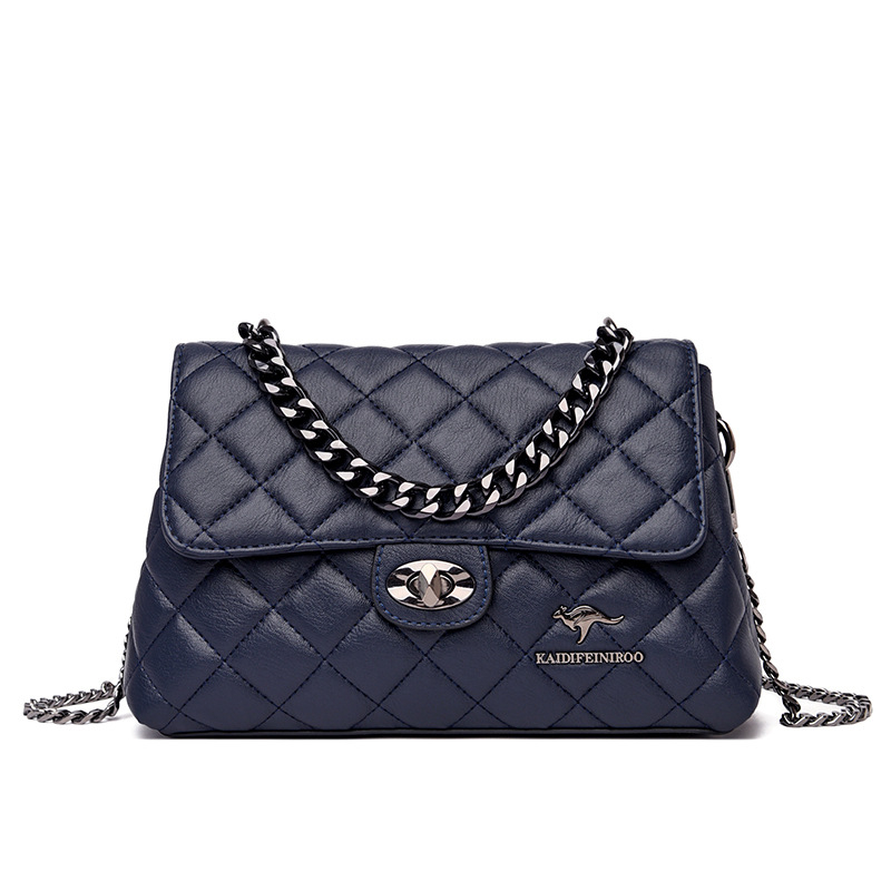 Torba za rame s dijamantnim prešivanjem, PU materijal, vodoravni kvadratni oblik, zatvarač