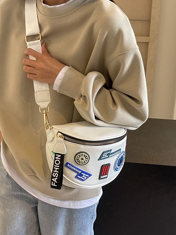 Ženska PU crossbody torba u obliku školjke, zatvarač, laminirano unutarnje, poliester podstava, gradska jednostavnost, proljeće 2025